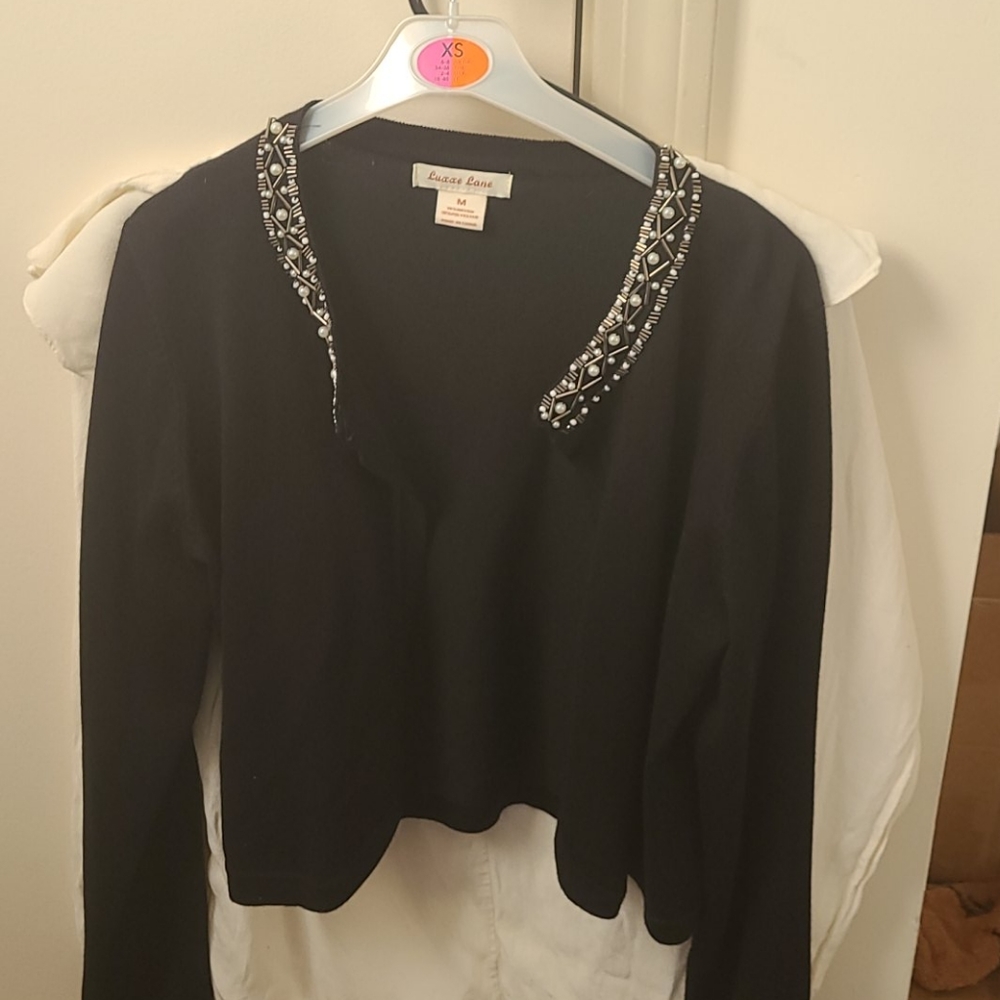 Embellished black cardigan